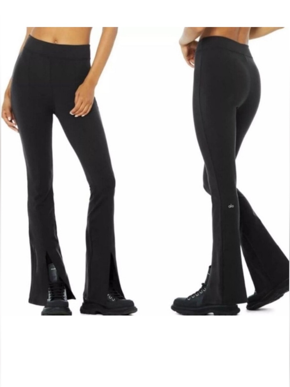 ALO Yoga Black High-Waist Split-Hem Flare Pants